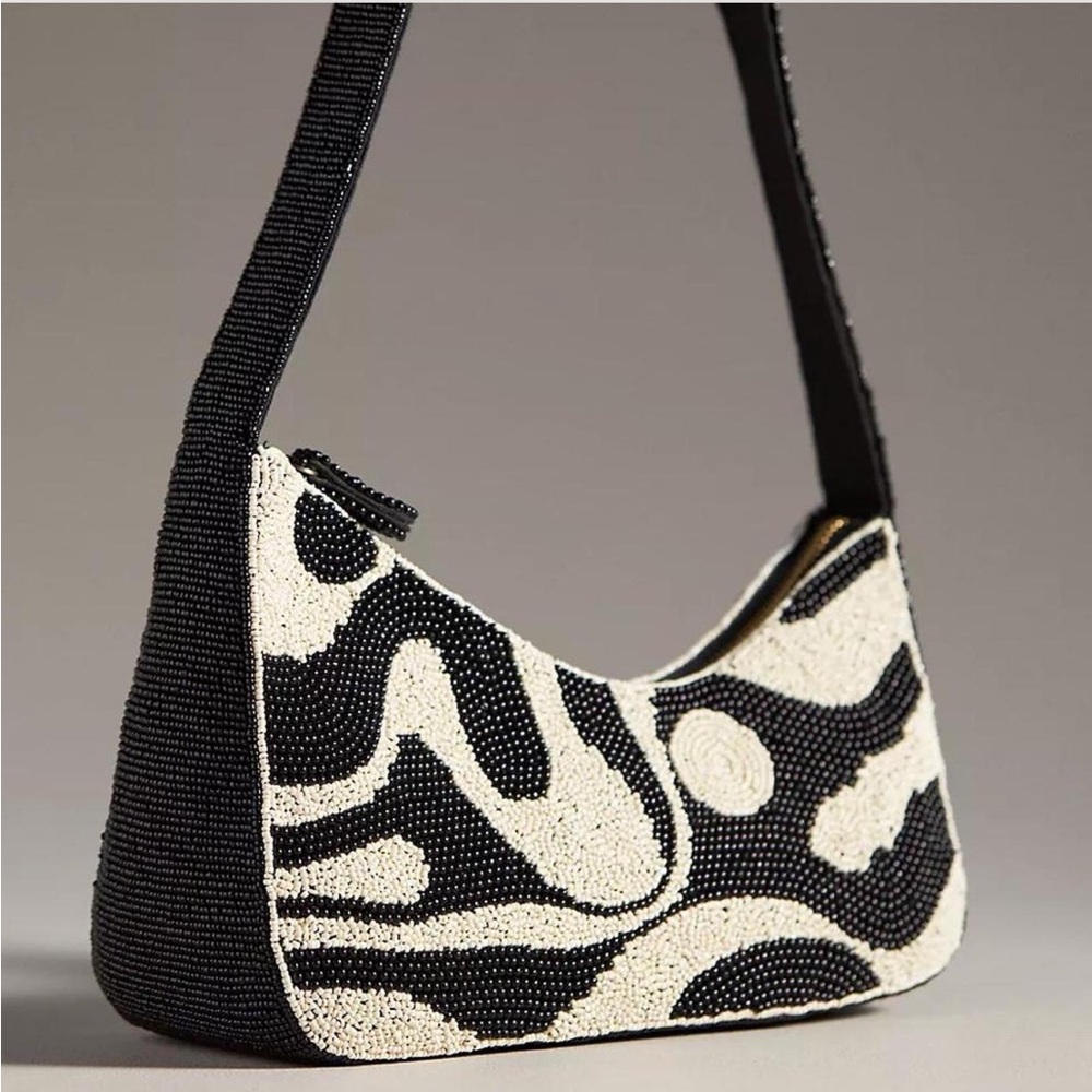 Anthropology Assymetrical Beaded Shoulder Bag